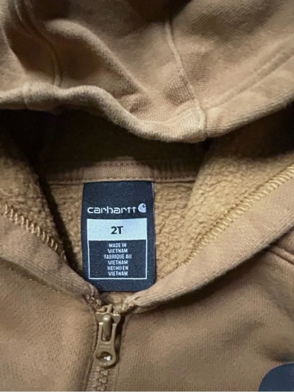 Toddler Boy Carhartt Beige 1/2 Zip Hoodie Size 2T - Picture 3 of 3